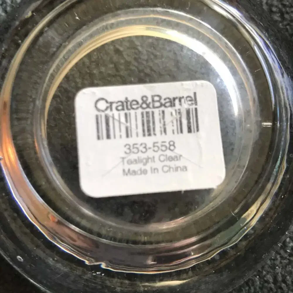 Crate & Barrel Clear Glass Tea Light Holder 4-pack